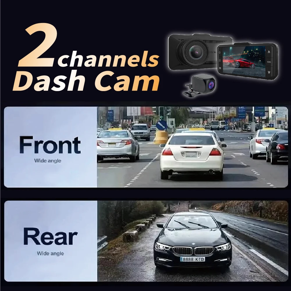 3Inch IPS Dual Lens GPS WiFi UHD 4K Car DVR Dashcam Car Camera Front Rear Super Night Vision Loop Recording Vehicle Accessories