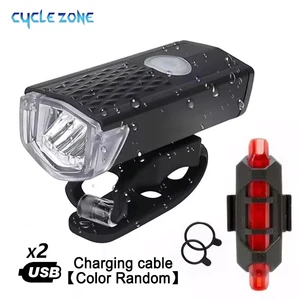 Front and rear bike light set with rear flashlight, rechargeable USB, bike accessories, MTB road, easy to install, 3 modes 10 Main Sales Led light for bike - №2