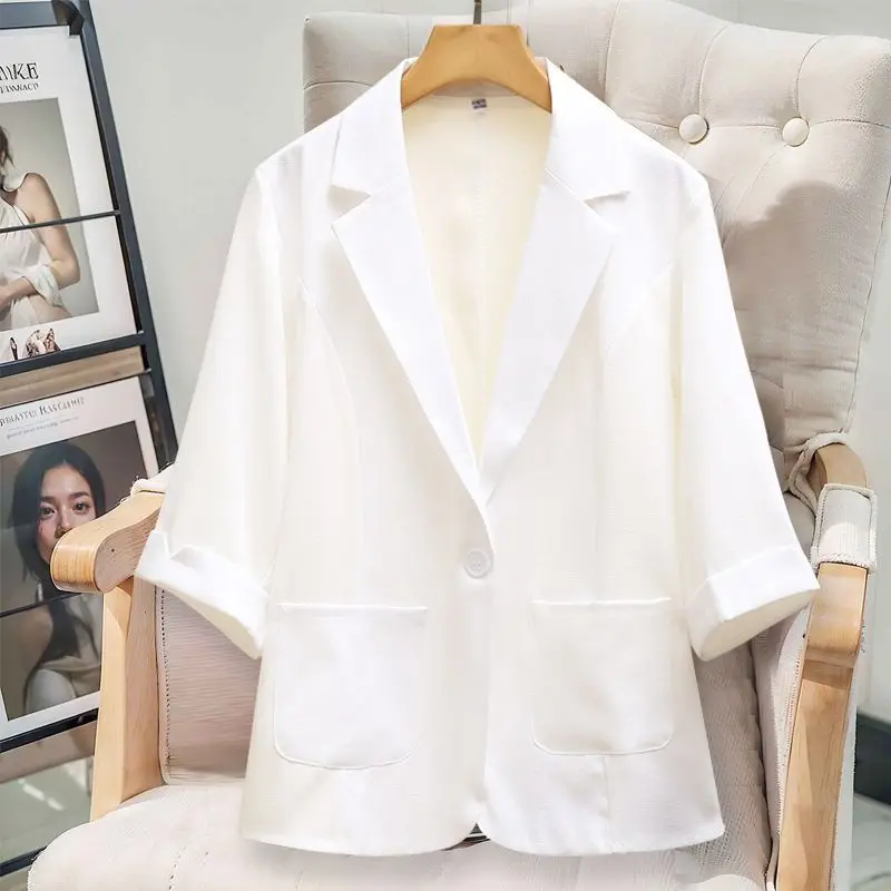 

Korean Popular Clothes Old Money Style Woman Black Blazer Lady Coat Sleevebuttons Evening Beautyblue Gradient Buttoned Flocking