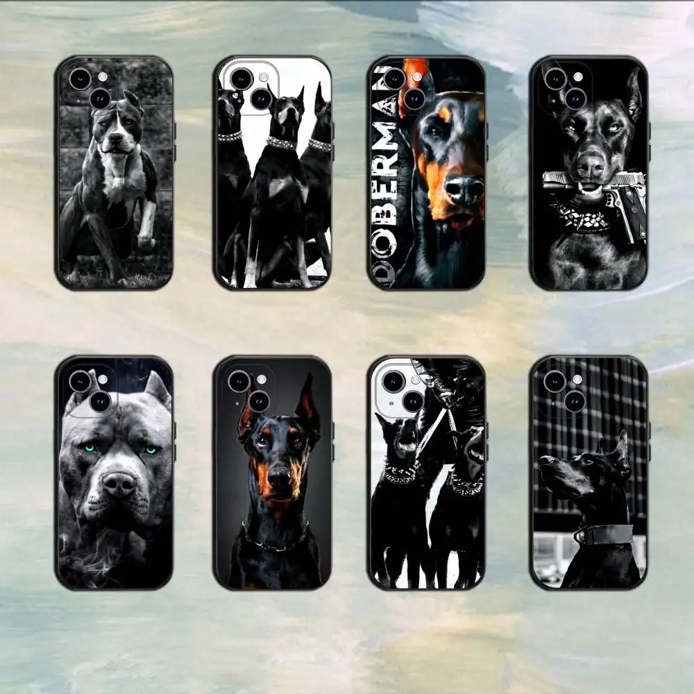 

Animal Doberman Dog Phone Case For 17 16 15 14 13 12 11 Mini XS XR X 6S 6 Pro Max Plus Black Soft Cover