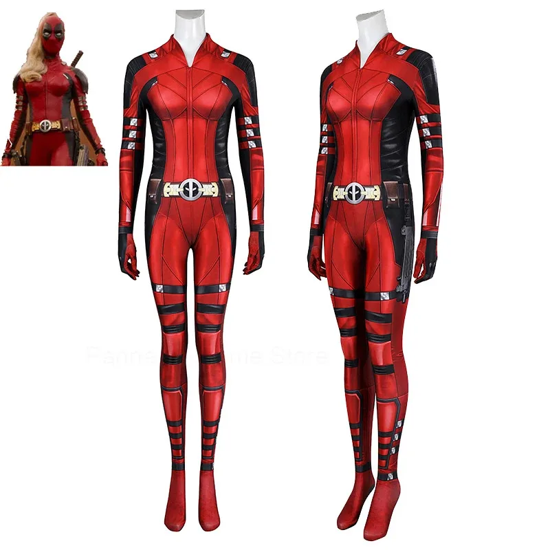 

2025 New Cosplay Lady Deadpool Cosplay Costume Battle Zenti Superhero Costume Women Deadpool Bodysuit Roleplay Suit Halloween Co