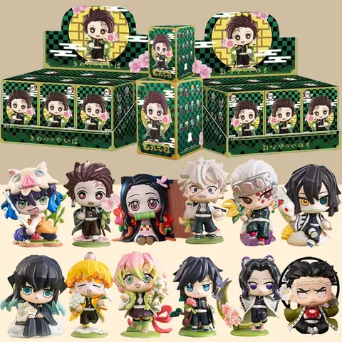 1-12pcs Anime Demon Slayer blind box Tanjiro Kamado Nezuko cartoon figure PVC model ornament child Christmas Halloween gift