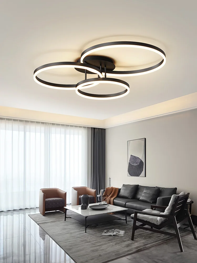 

Nordic Creative Round Circle Chandeliers For Bedroom Living Room Restaurant Lighting Golden Coffee Lustre Ring Ceiling Lights