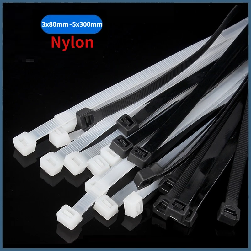 3x80mm-5x300mm Self-locking Plastic Nylon Tie Fastening Strap Cable-Tie-Set Cable Zip Tie Fastening Ring Zip Wraps Strap Tie