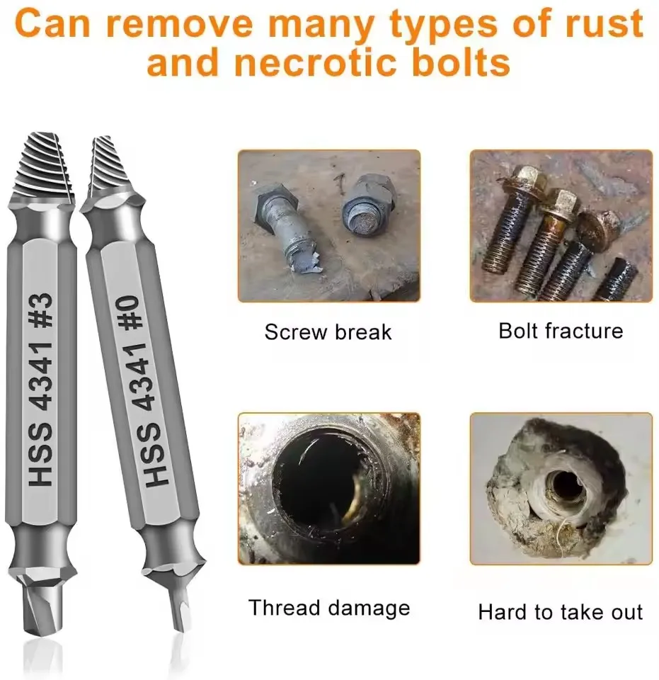 Damaged Broken Screw Extractor Drill Bit Set Stripped Broken Screw Bolt Remover Extractor Easily Take Easy Out Demolition Tools