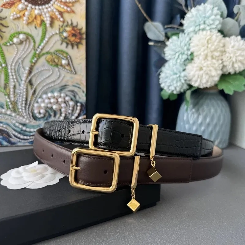 Vintage Crocodile‑Embossed Genuine Cowhide Pin Buckle Belt for Women,Luxury High‑Quality Decorative Waist Belt for Dresses Pants