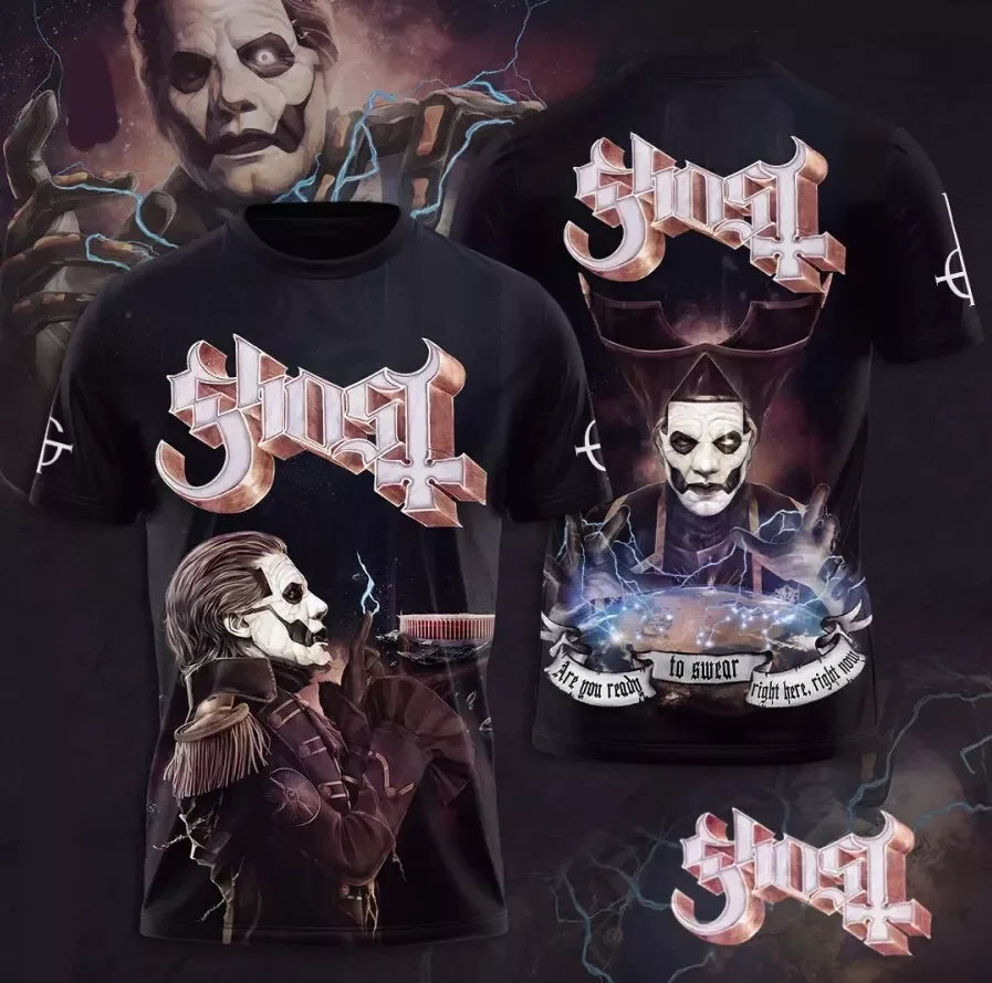 2024 Rock Band Ghost Unisex T-Shirts 3D Print Men/Women Hip Hop Short Sleeve T Shirt Oversized O-Neck Tee Kid Top Men's Clothing