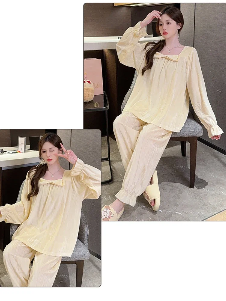 Plus Size Velvet Luxury Home Clothes Women Winter Long Sleeve Loungewear Suit 2 PCS Female Pajamas Sets M-5XL  Loose Outfits