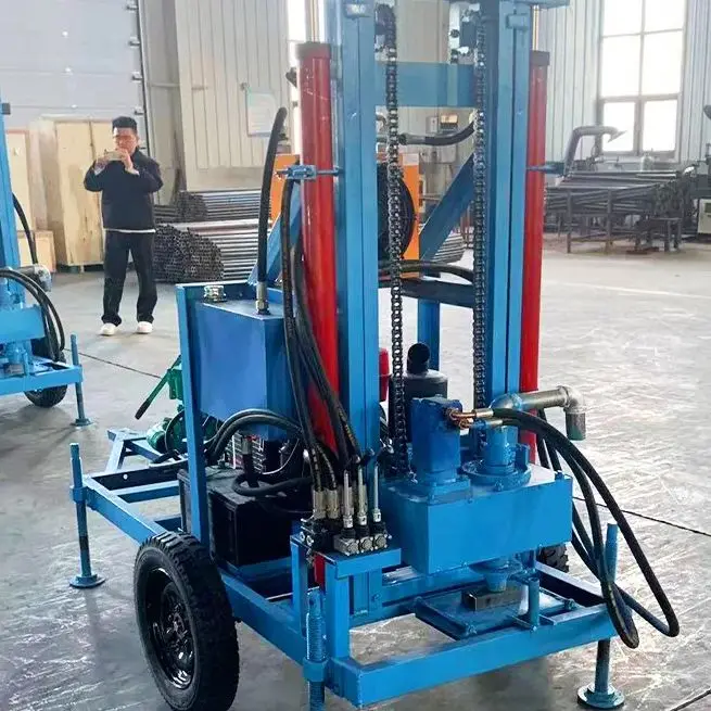 

Customized Heavy Duty Water Well Drilling Rig Diesel Hydraulic Wheeled Crawler 22-35HP High Performance 100-180m