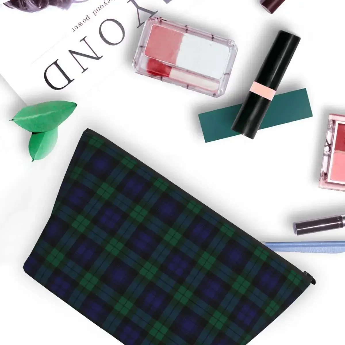 Blackwatch Tartan Clothing Modern Cute Blue And Green Plaid Travel Makeup Organizer Pouch Toiletry Storage Dopp Kit Case