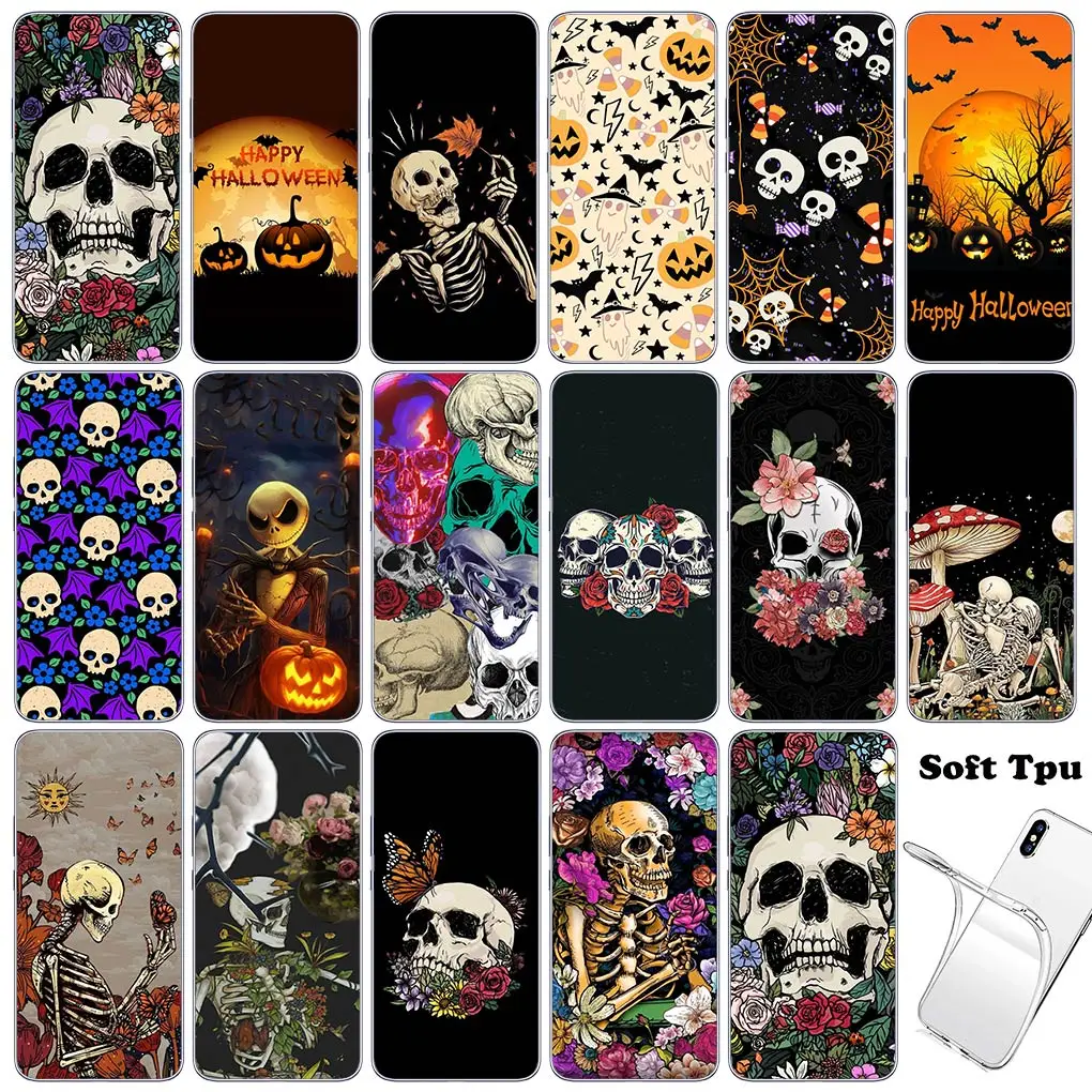 Little Ghost with Halloweens Pumpkin Skull Cover for Motorola Moto Edge 40 Pro 30 neo 20 Fusion Ultra G200 E22 E40 E30 E22I Case