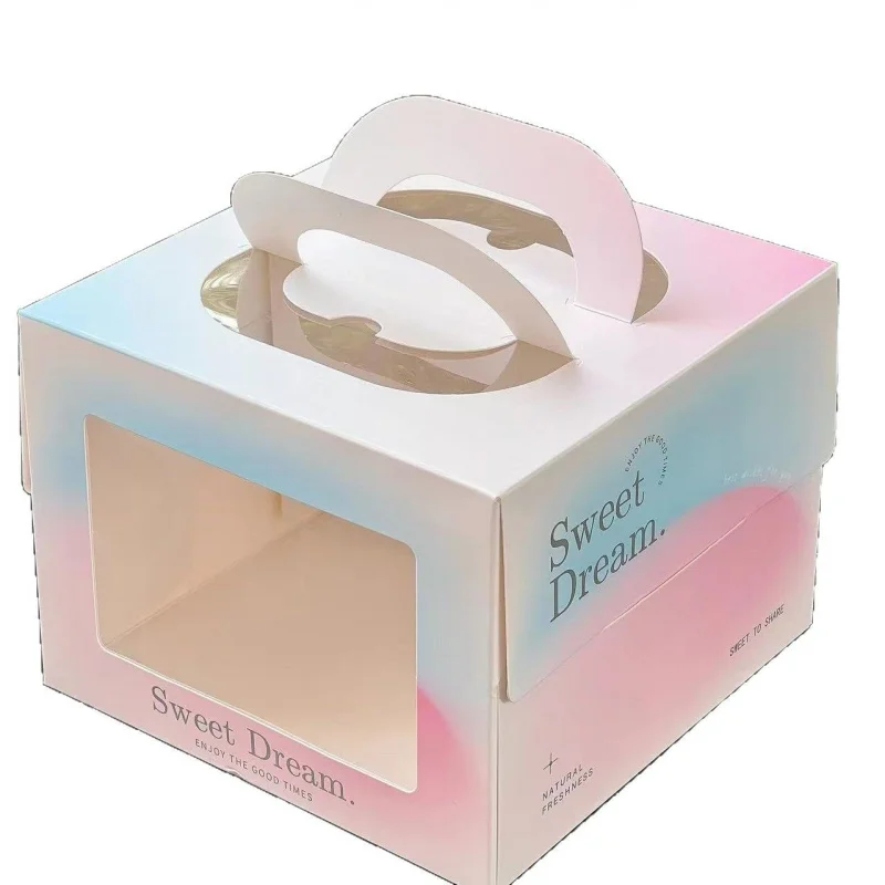 Customized. Cake Box Customized 3-Inch 4-Inch 6-Inch 8-Inch Portable Mousse Cake Box Window Birthday Cake Packing Box Customized