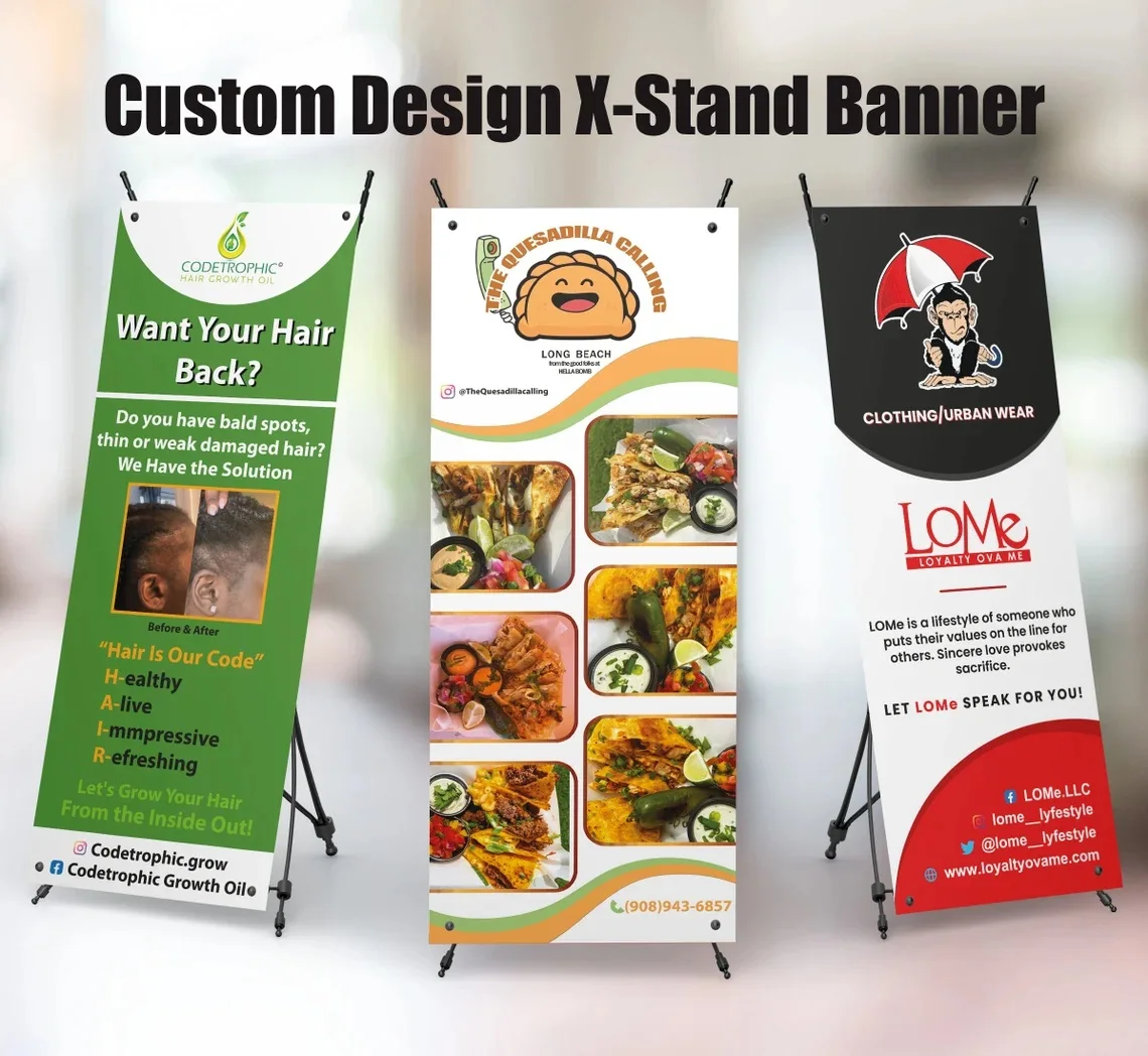 

Personalize Business Restaurant Backdrop, Custom with Pop Up Shop X Stand Banner for Catering