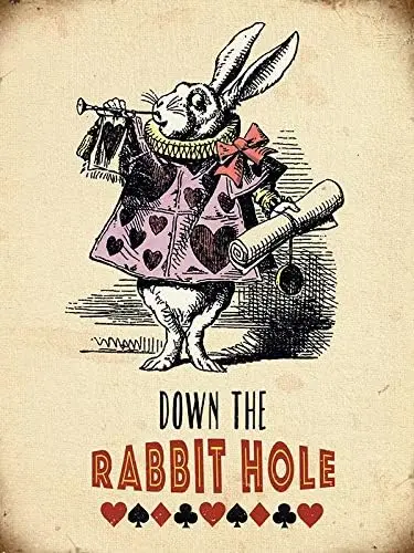 Metal Signs Vintage - Rabbit Hole Tin Sign 8 x 12 Wall Decor Unique Plaques Poster for Home Cafe Bar