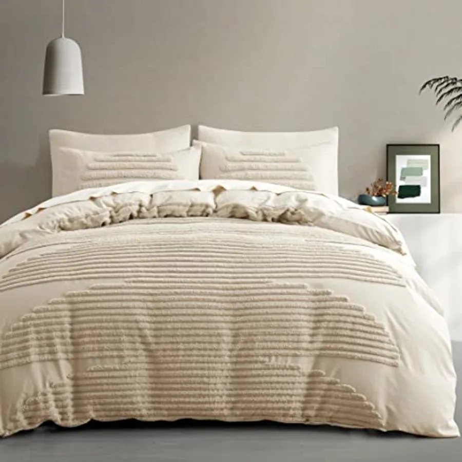 

Size Duvet Cover 5 Pieces Textured Duvet Cover Sets Soft and Breathable Boho Tufted Bedding Comforter Cover Set for Gifts Comfo