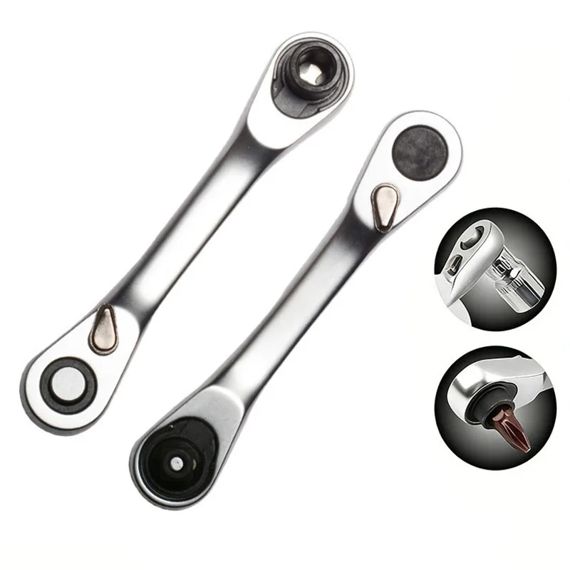 

1PC 1/4' Double Ended Quick Ratchet Wrench Screwdriver Hex Torque Wrenches Set 2in1 Spanner Car Repair Tool