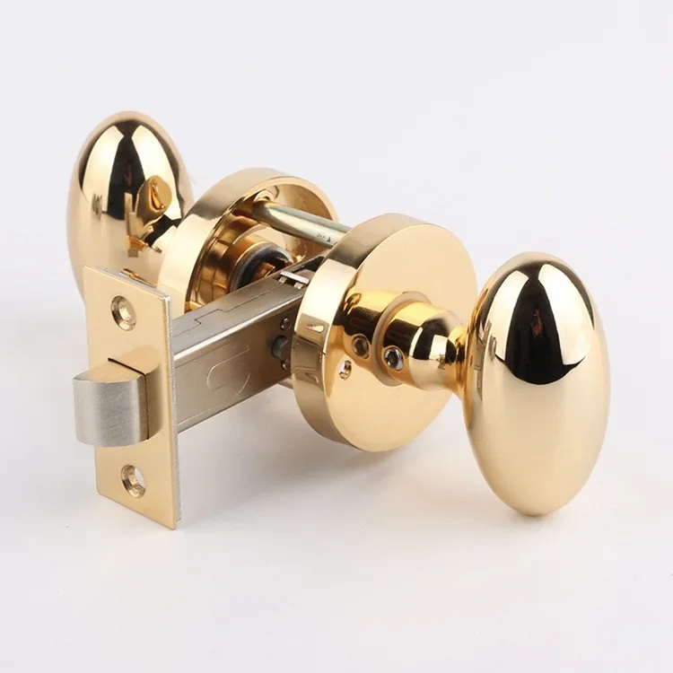 

American style ball lock indoor gold light luxury room door lock duck egg shaped door handle toilet bathroom lock silent door lo