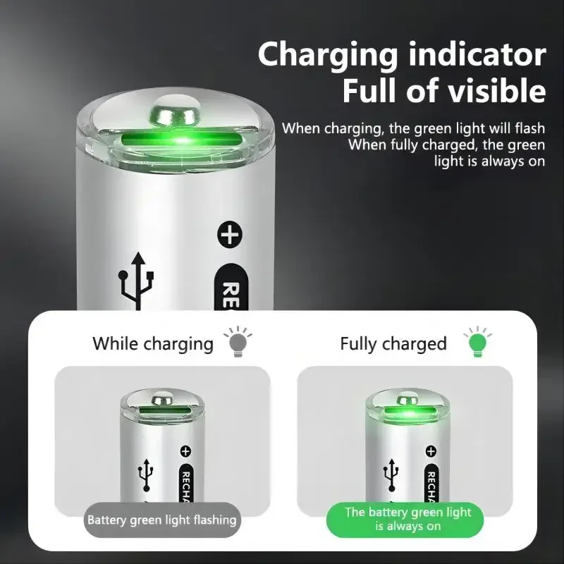 AA Rechargeable Battery 2500mWh USB 1.5V Rechargeable Li-ion Batteries for Remote Control Mouse Small Fan Electric Toy Battery