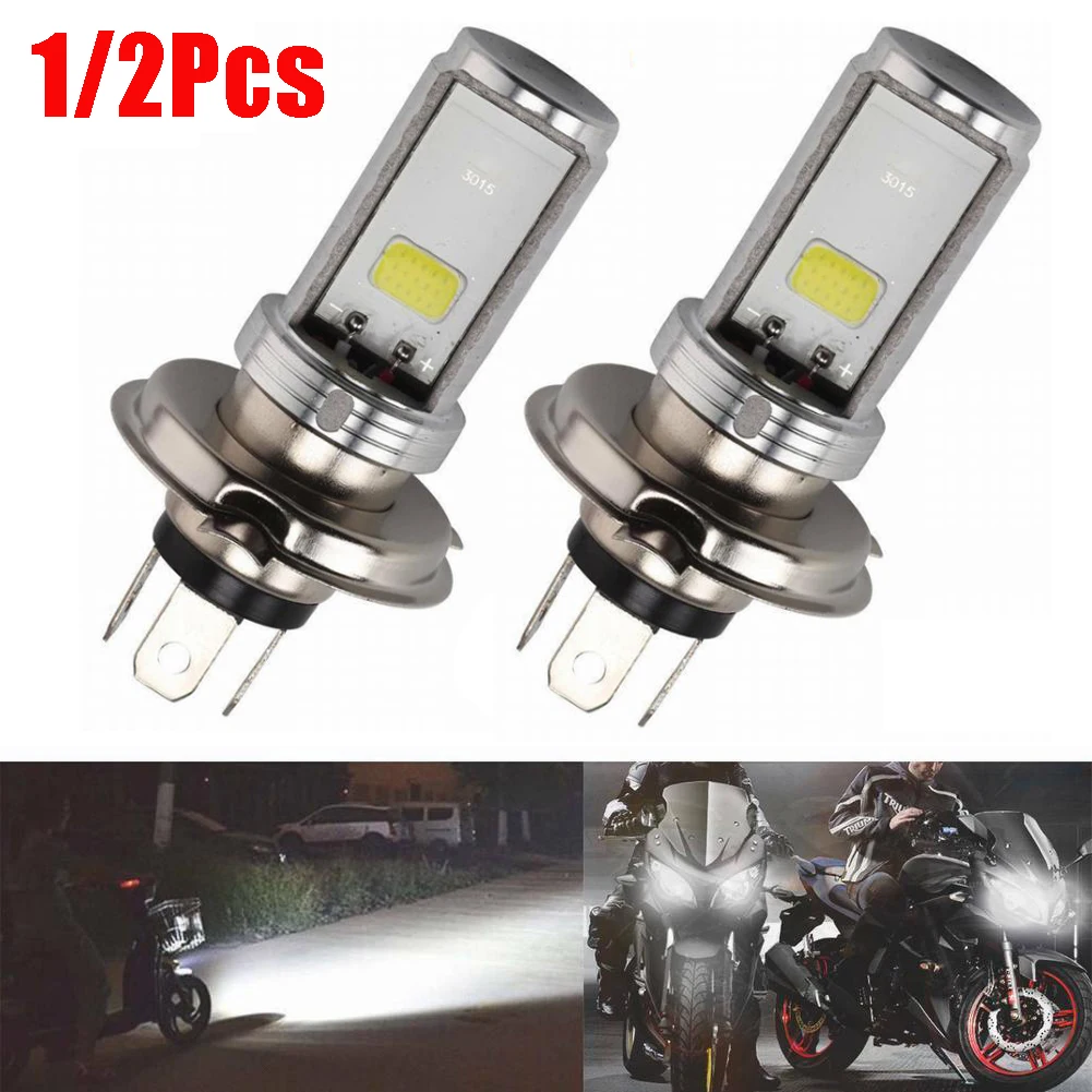 1/2Pcs Motorcycle H4 LED Headlight DC12 6500K With High/Low Beam Fit For Motorcycle Headlight Front Light Super Bright COB Chips