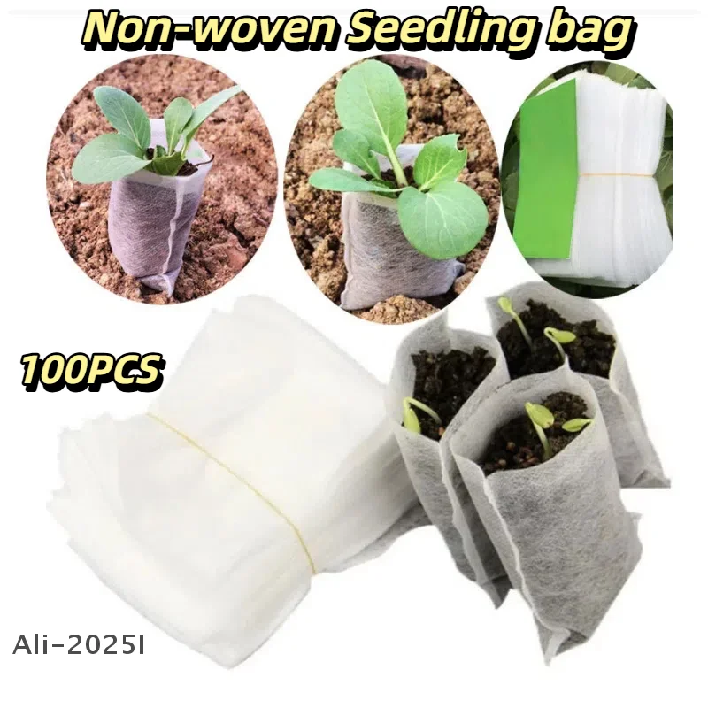 

100PCS Seedling bag Plant Grow Bags Biodegradable Nursery Bag Non-woven Fabric To Sow Flower Pots For Garden Accessories Tools