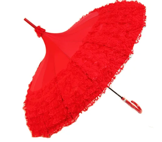 Lotus new popular 16-bone romantic red lace wedding pagoda-shaped women's umbrella