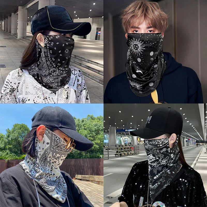 

1Pc Fashion Punk Sunscreen Mask For Men Women Summer Face Neck UV Protection Ear Scarf Hip Hop Outdoor Sports Cycling Bandana Sc