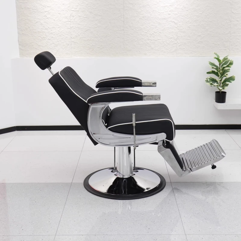 كرسي حلاق حديث وبسيط، كرسي برأس زيتي، كرسي صالون مريح، مسند للقدمين، أثاث صالون فاخر