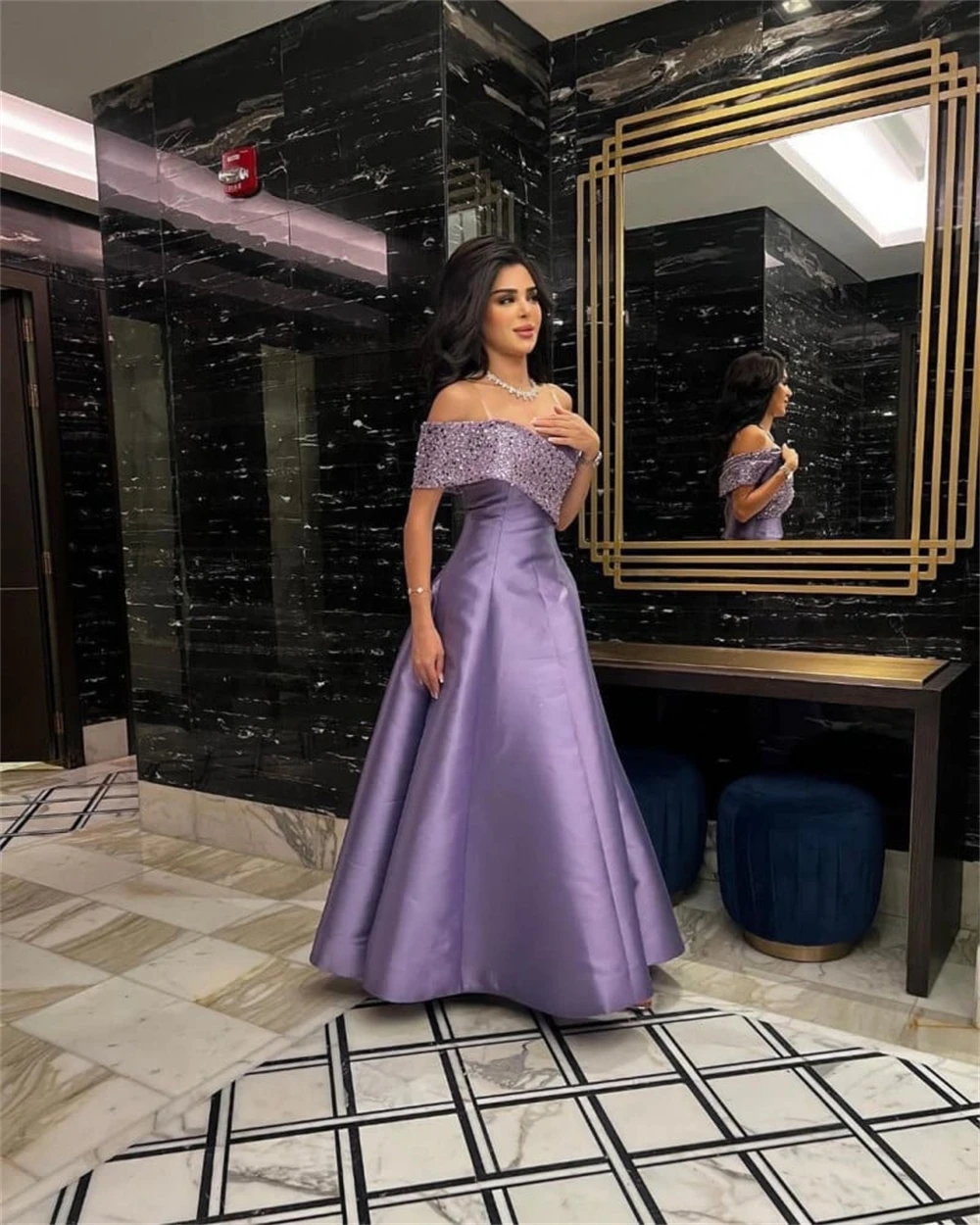 Dostosowana suknia wieczorowa Mecca سهره فساتين Off the Shoulder A Line Satin مناس Formal Occasion نسائيه فخ requirements