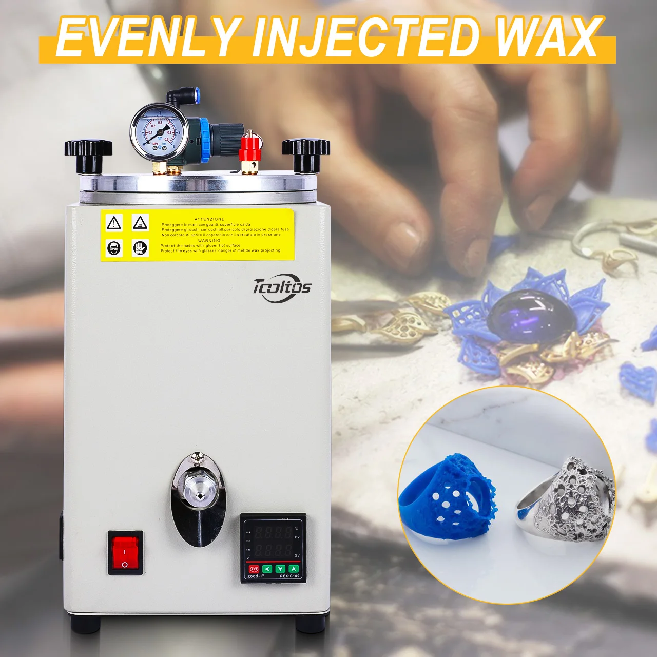 Tooltos Digital Control Wax Injection Machine with Manual Air Pressure Adjustment - Essential Jewelry Making Tool for Wax Moldin