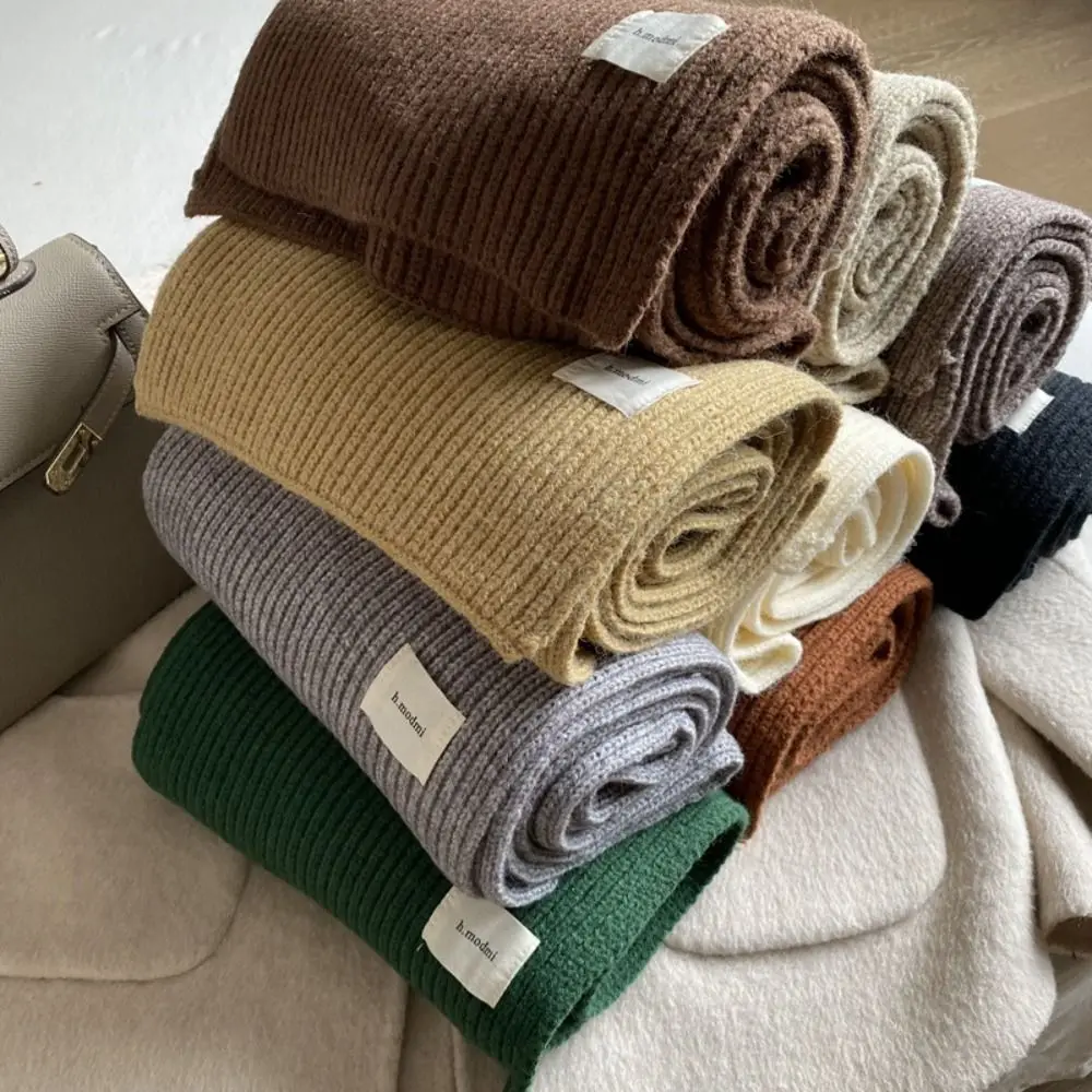 

Винтажный однотонный вязаный шарф, утепленный чехол для шеи, теплые ветрозащитные длинные шарфы для женщин и мужчин