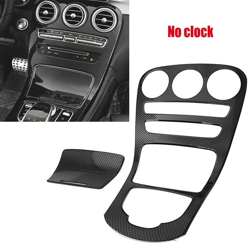 Car Center Console Panel Cover Trim ABS Carbon Fiber For Mercedes Benz C-Class W205 C180L C200 C300 2015-2018 Sticker Decoration