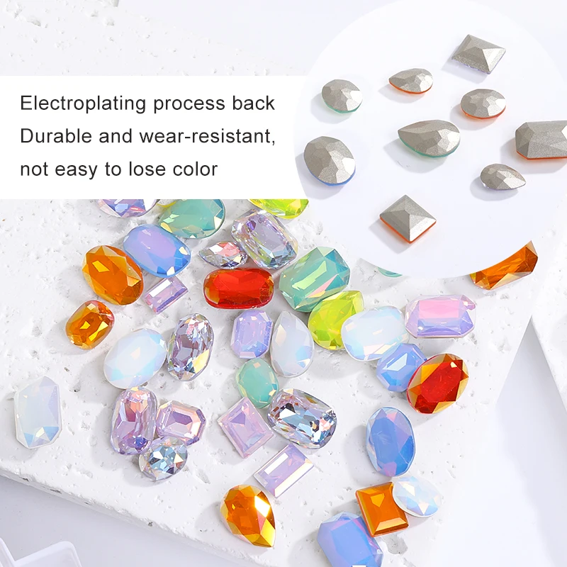 XIAOPU Drop Stones Glass Rhinestones Opal Color Glitter Crystals Strass Pointback Oval Beads Jewelry Making Accessories