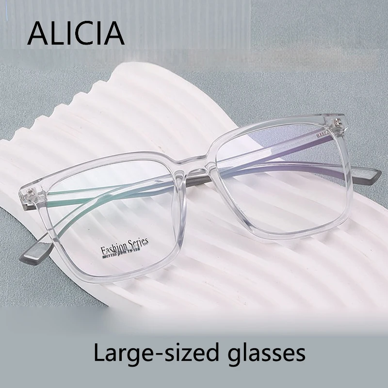 

ALICIA New Fashion Retro Square Eyeglasses Ultra Light TR90 Transparent Optical Prescription Frames Big Size Eyewear Man Woman