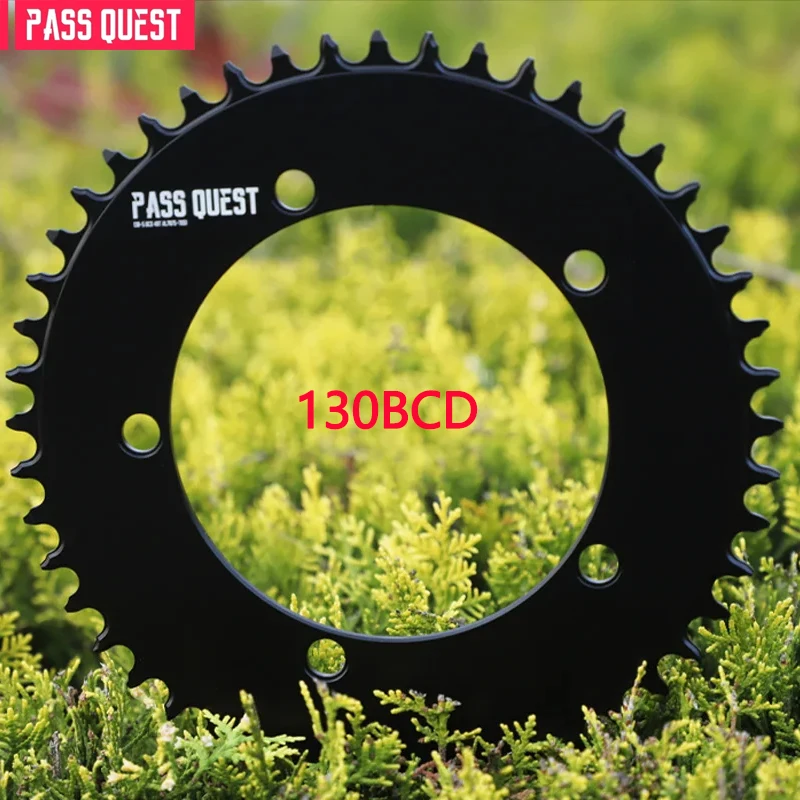 PASS QUEST-Fixed Gear Chainwheel 130BCD Ground Cog Road Bike Narrow Wide Chainring 46-58T Black Bicycle Accessories