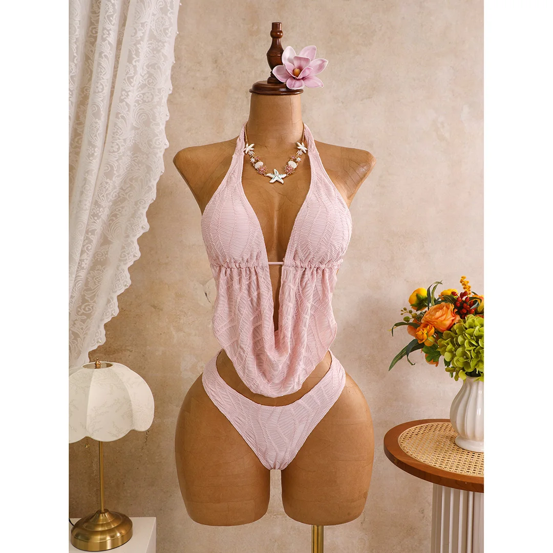 Neues 3-teiliges Tankini-Set mit Rock, geraffter Bikini, Damen-Badebekleidung, dreiteiliges Bikini-Set, Damen-Badeanzug, Badebekleidung, Badeanzug V7415 – Detail 14