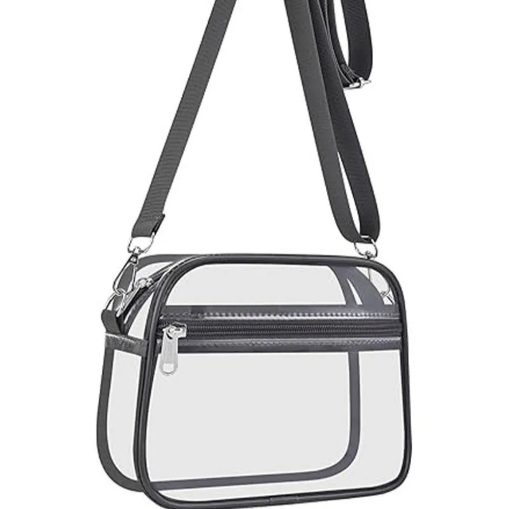Practical Double-deck Clear Crossbody Bag PVC Waterproof Transparent Shoulder Bag Storage Bag Traveling