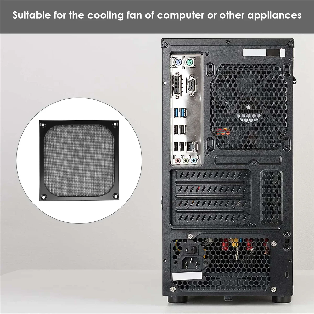 140mm Desktop Computer Case Fan Dust Filter Grills Dustproof Case Cover with Screws, Aluminum Frame Mesh, 4 Pack
