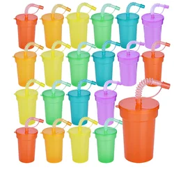 Neon Sipper Cups Herbruikbare morsbestendige drinkbekers met deksels en rietjes voor verjaardagsfeestje Reizen Kerst Sapmok Waterfles