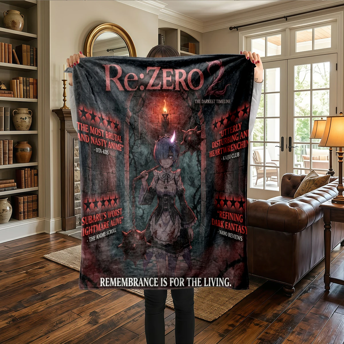 Re Zero Print Flannel Blanket Comfortable Warm, For Picnics, Travel -HE49