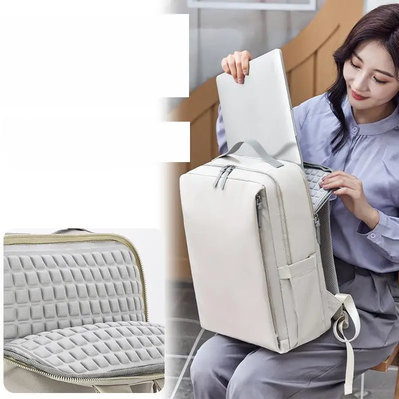 New Backpack Women's Simple High-end Anti-splashing Air Bag Shock Absorbing Computer Backpack Daily Commuter Business Backpack
