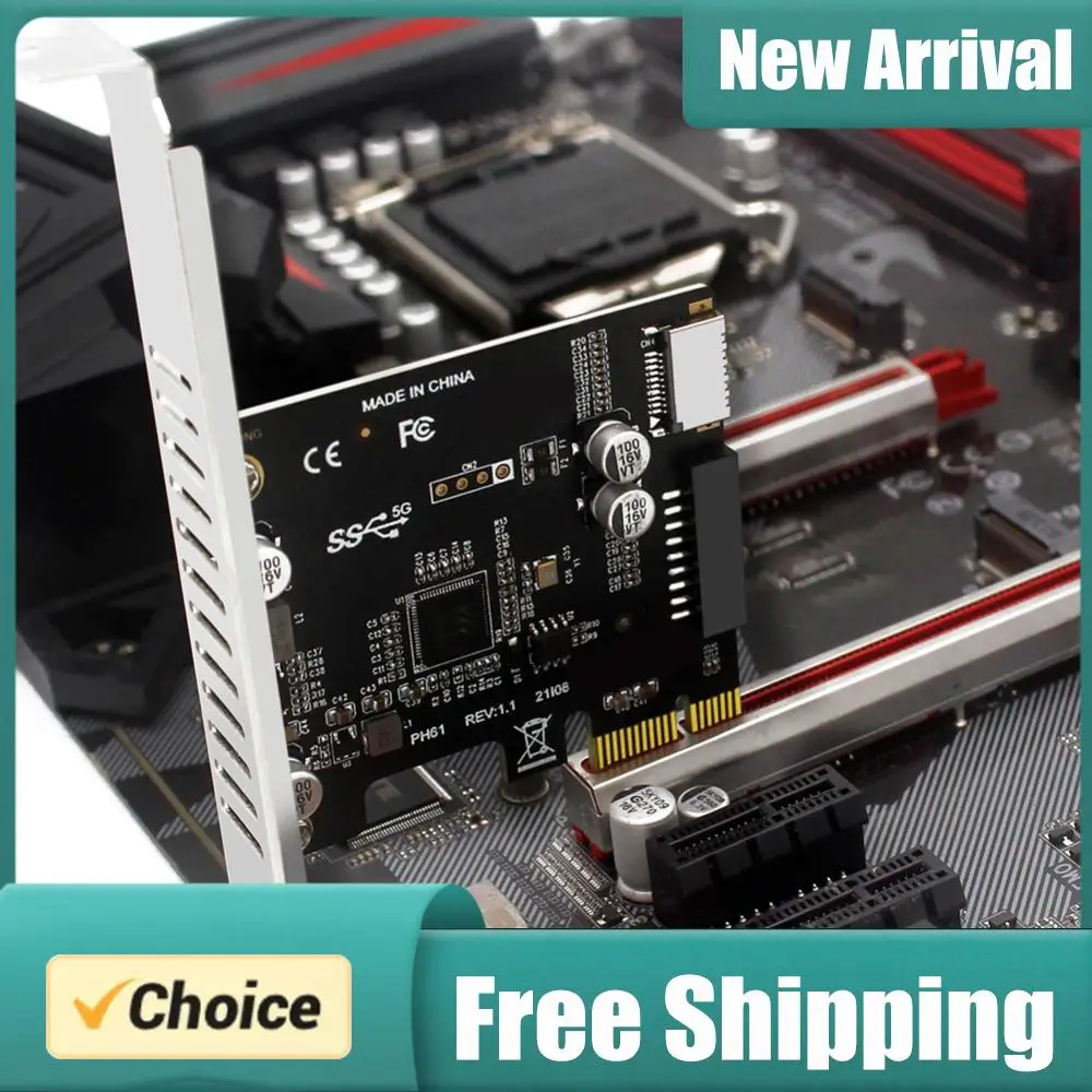 

PC PCI-E To USB 3.0 Type C Front Panel Adapter 19PIN PCI-E To USB 3.0 Hub Splitter Extender Card
