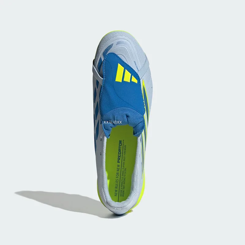 Popular Adidas JS0345 Unisex AG Firm Ground Soccer Cleats Crystal Blue Light Blue Bright Yellow Fluorescent Football Boots