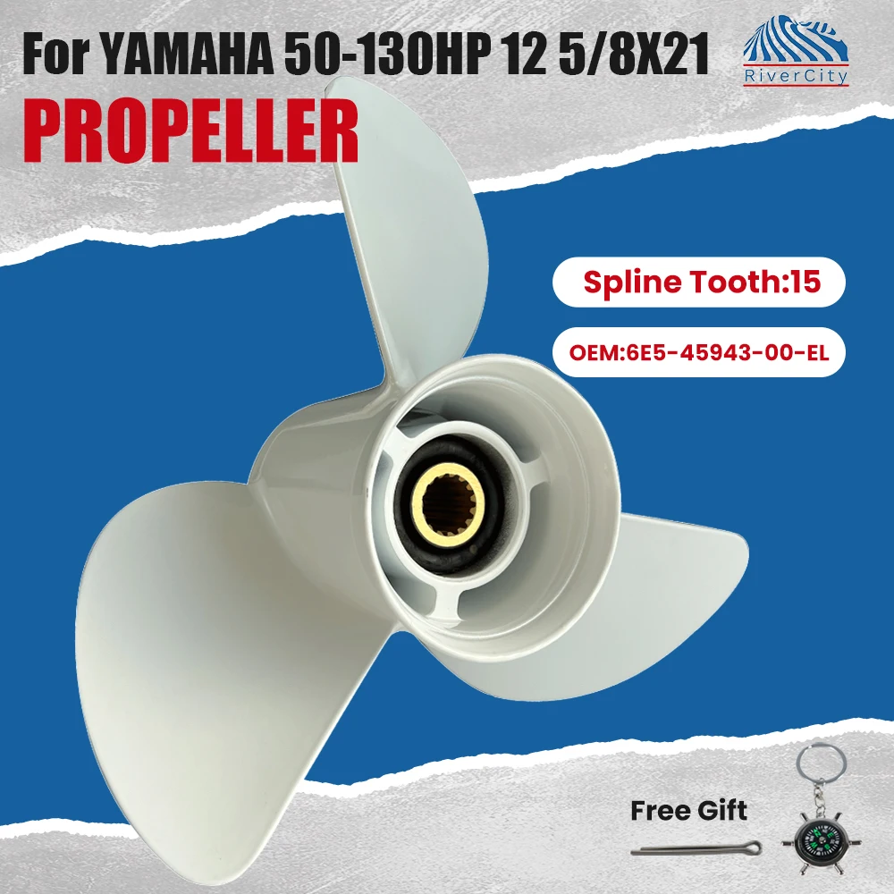 12 5/8x21 Outboard Propeller for Yamaha 50 60 70 75 80HP 85HP 90HP 100HP 115HP 130HP Boat Motor Aluminum Alloy 3 Blade 15 Spline