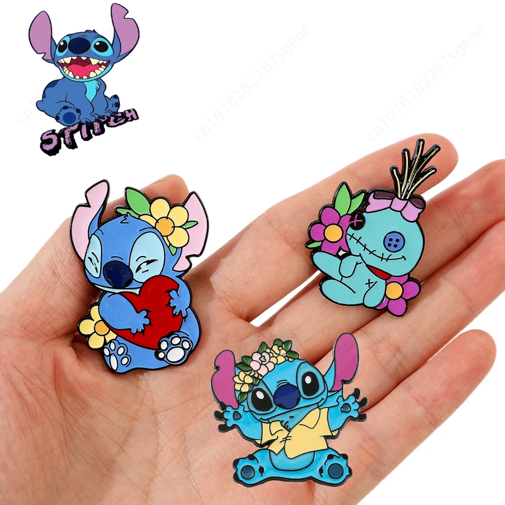 

Creativity Disney Stitch Wreath Enamel Pin Cute Cartoon Metal Lapel Badge for Backpack Decoration Brooch Jewelry Key Chain Gifts