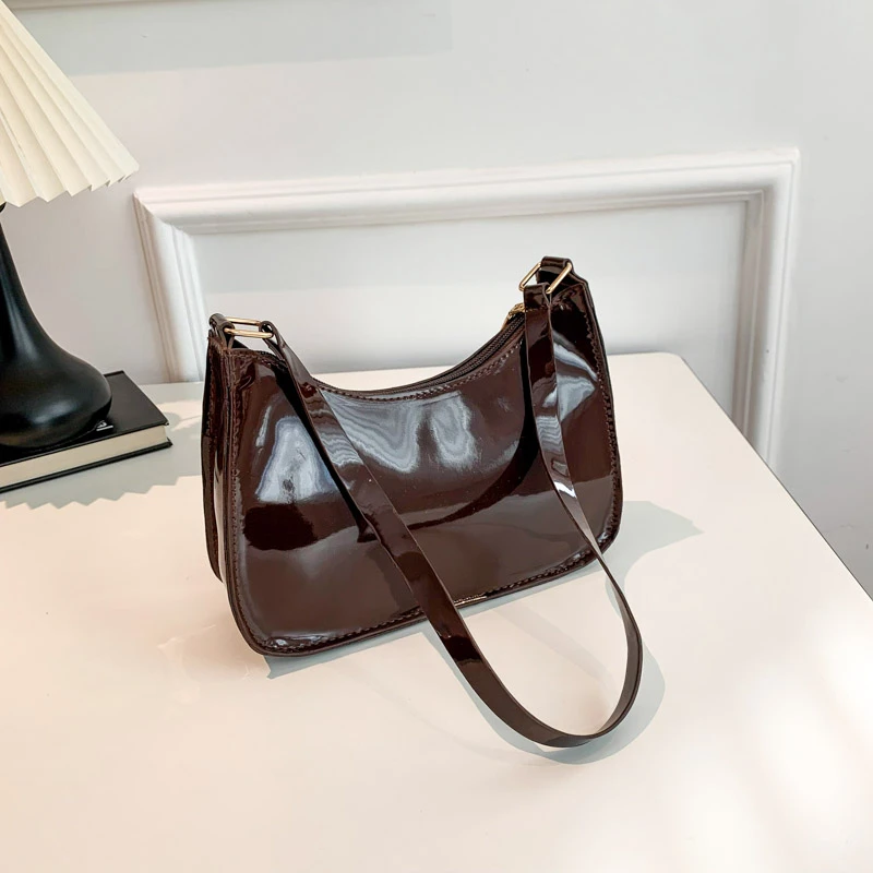 Patent Leather Solid Zipper Stitching Fashionable Shoulder Bag Simple Handbag 2024 Hot Sale Bags for Women Bolsas Femininas