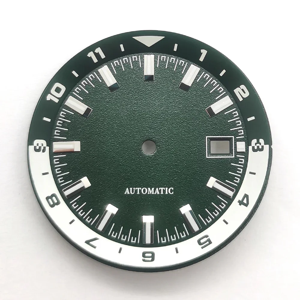

Customized 36.5mm Dial NH35 Watch Dial Fit for NH35 NH36 Movement Green Luminous Watch Face with Inner Ring Dial