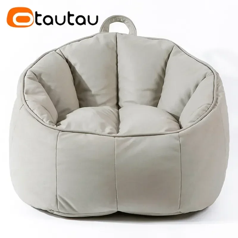 OTAUTAU Adults Kids Faux Leather Pouf Bean Bag Chair Cover No Filler Puff Couch Armchair Comfy Lazy Sac Frameless Nest SF039