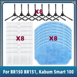 Compatibel voor Kabum Smart 100 / MAMNV ZCWA ONSON GTTVO EICOBOT BR150 BR151 / MANVINS Kilgone LCrock BENICO G20 Vervangingsonderdelen Accessoires Zijborstel Filter Dweildoek