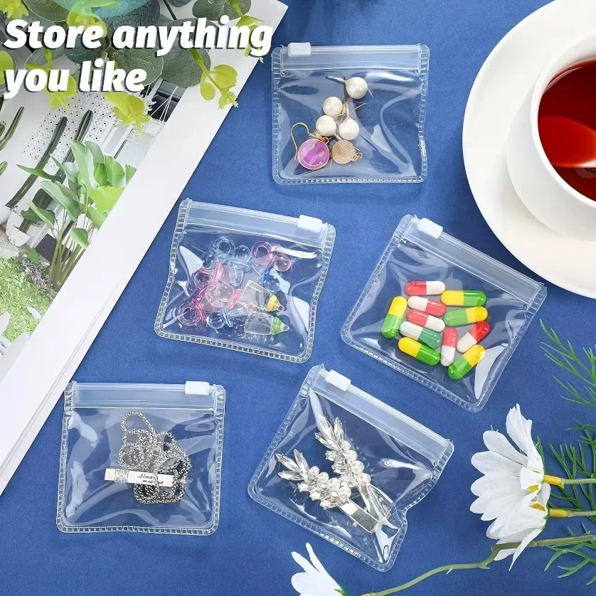 Clear Mini Reusable Zipper Pill Pouch Portable Travel Medicine Storage Bag Small Transparent Vitamin Supplement Organizer Bag