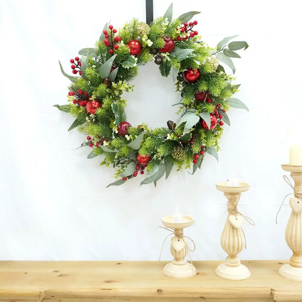Modern Christmas Wreath Decorative Artificial Red Berry Garland Hanging Ornament For Indoor Outdoor Seasonal Decor